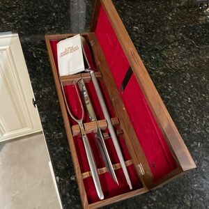 Elegant Silver Cutlery Set in Wooden Box